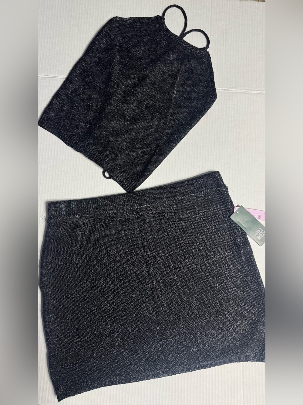 wild fable Black Knit Mini Skirt Set